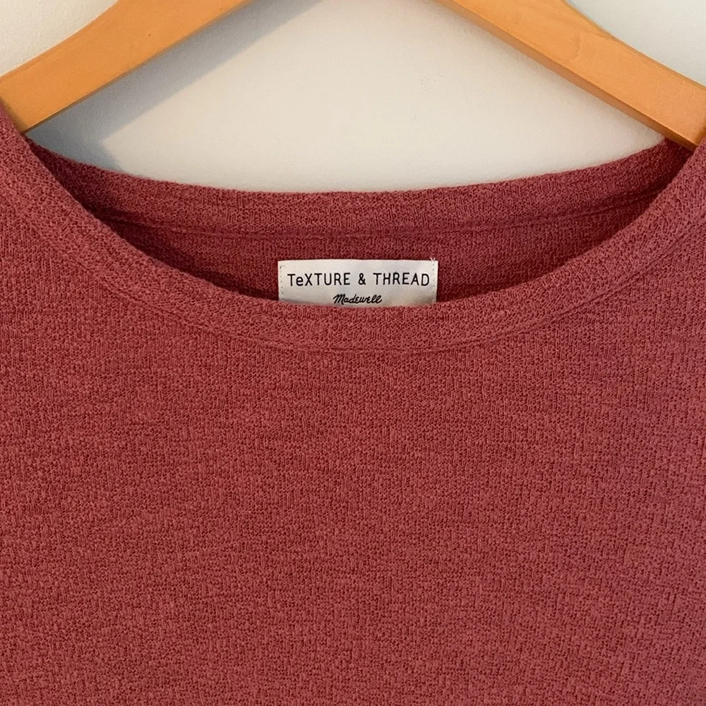 Madewell Texture & Thread Smocked Bell Sleeve Top Size Medium Autumn Berry
